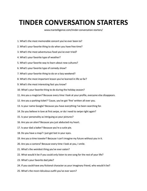 tinder beszélgetés indító|Tinder Conversation Starters: 60 Clever And Perfect。